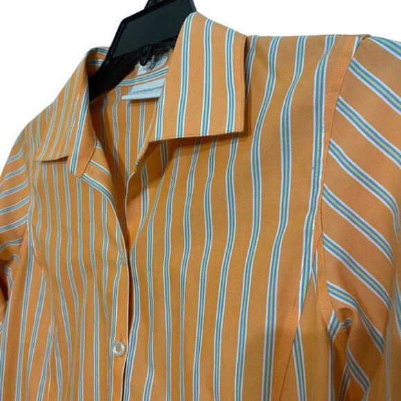Liz Claiborne Non-Iron Women's Striped Button Down Collared Cotton Blouse - Picture 5 of 11
